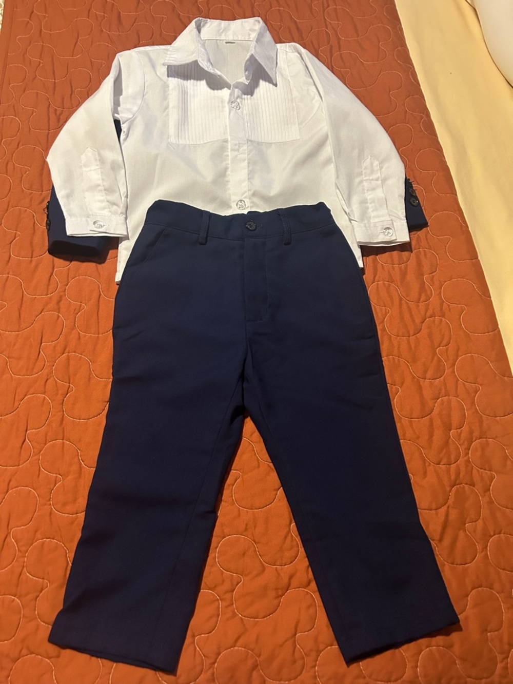 Worn1x Yuan Lu Boys Navy 3-Piece Tuxedo Suit - Size 3T & Shoes - Size 8 - Picture 10 of 10